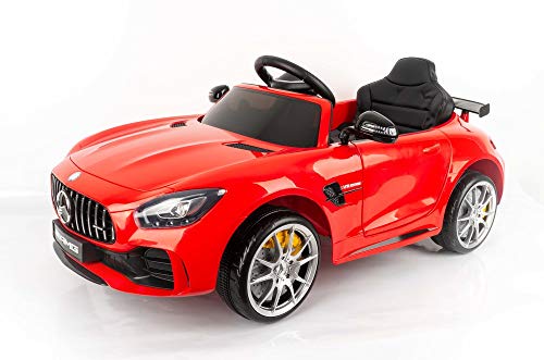 Devessport - Coche eléctrico para niños con Mando de Control Remoto - Mercedes GTR Rojo - Coche teledirigido con batería - Ideal para niños de 3 a 8 años (máximo 30 Kg) - Medidas: 102 x 62 x 53 Cm