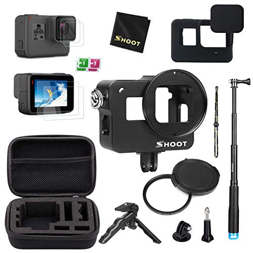 D&F Kit de Accesorios Estuche Protector para GoPro Hero 7 Black (Solo Negro)/HD (2018)/Hero 6/Hero 5 con Estuche, autofoto, Mini trípode y más