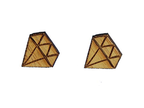 Diamond Pendientes Miniblings madera pendientes de diamantes corte muele café