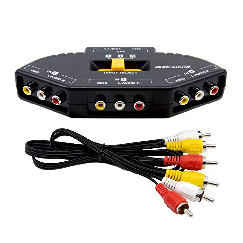 DIGIFLEX Nuevo conmutador selector de Audio RCA 3 Puertos A/V Centro de conexión para Xbox, PS2, DVD