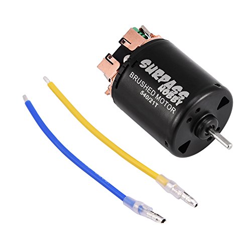 Dilwe RC Coche Motor Cepillado, 4 Polacos Aleación 540 sin Sensor Cepillado Motor 17T / 27T / 54T / 80T / 21T para 1/10 RC Coche Truck(21T)