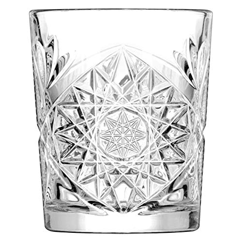 Diseño tradicional gafas doble Hobstar 12 oz/340 ml - Juego de 12 - Vaso para Whisky con Vintage de cristal tallado