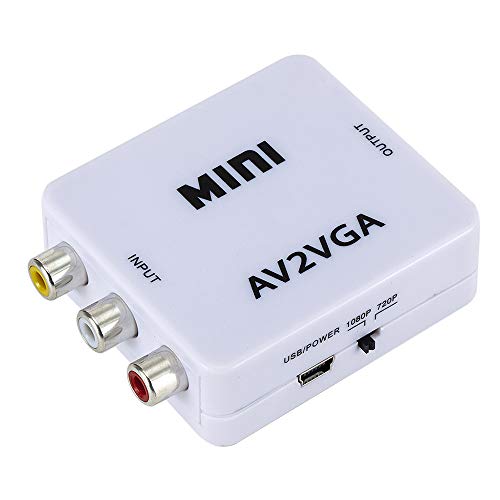 Docooler Mini AV2VGA Convertidor de Video Convertor Cuadro AV RCA CVBS a VGA Conversor de Video Conversor con Audio de 3.5mm a PC HDTV Converter