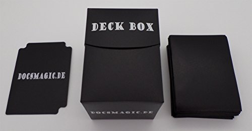 docsmagic.de Deck Box Big + 100 Mat Black Sleeves Standard - Caja & Fundas Negra - PKM - MTG