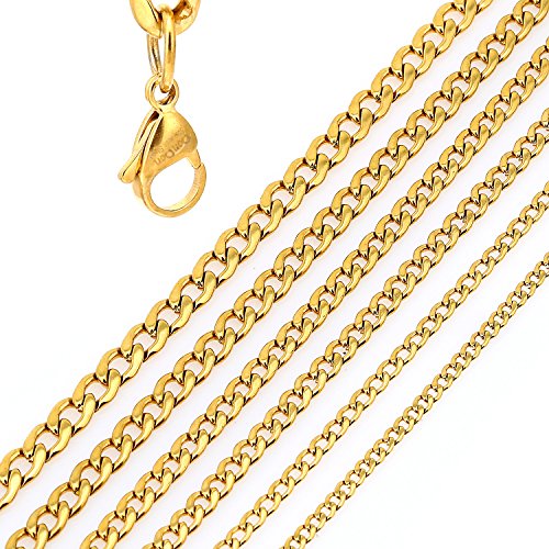 DonDon Collar de Acero Inoxidable masivo de Color Oro para Hombres Longitud 52 cm - Ancho 0,4 cm DonDon Collar de Acero Inoxidable masivo de Color Oro para Hombres Longitud 52 cm - Ancho 0,4 cm