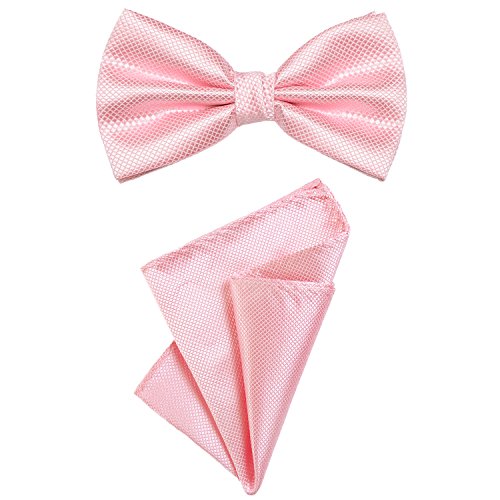 DonDon Set para hombres compuesto por un pañuelo y una pajarita a juego en color, unida y ajustable en tamaño rosa claro
