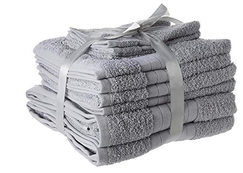 Dreamscene – lujo 100% algodón egipcio 10 piezas juego de toalla de baño Set de regalo de baño de cara mano, plata gris, 10 unidades)