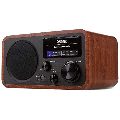 DRP-134 Radio analógica Am/FM, Fácil sintonización con botón Giratorio, Caja acústica de Madera, Altavoz Integrado, alimentación AC 230V