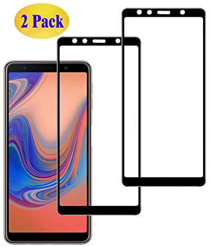 Eachy Compatible con Cristal Templado Samsung Galaxy A7 2018 Vidrio Templado, [2 Unidades] Protector de Pantalla Samsung Galaxy A7 2018(SM-A750) Cobertura Completa 6.0 Pulgadas-Negro