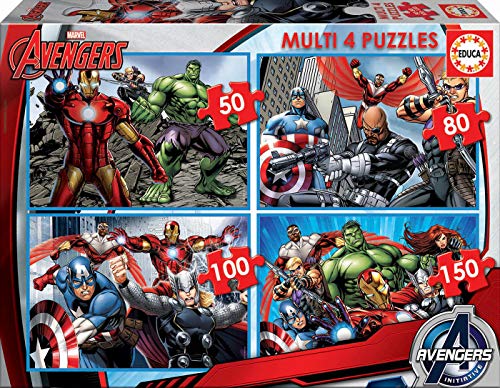 Educa - Multi 4 Puzzles Junior, puzzle infantil Avengers de 50,80,100 y 150 piezas, a partir de 5 años (16331) Educa - Multi 4 Puzzles Junior, puzzle infantil Avengers de 50,80,100 y 150 piezas, a partir de 5 años (16331)