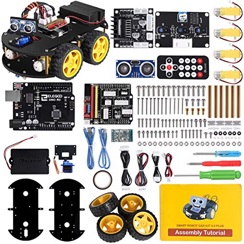 ELEGOO UNO R3 Kit de Coche Robot Inteligente V3.0 Plus Compatible con Arduino IDE con Módulo de Seguimiento de Línea, Sensor Ultrasónico, Módulo IR, Kit Robótico Coche Educativo STEM para Niño, Adulto ELEGOO UNO R3 Kit de Coche Robot Inteligente V3.0 Plus Compatible con Arduino IDE con Módulo de Seguimiento de Línea, Sensor Ultrasónico, Módulo IR, Kit Robótico Coche Educativo STEM para Niño, Adulto