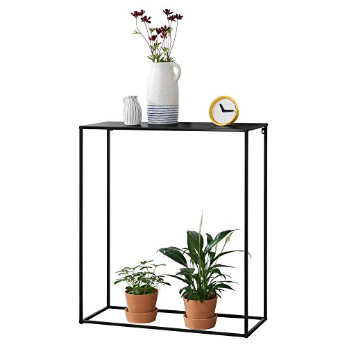 [en.casa] Mesa Consola 92cm x 80cm x 32cm Mesa Pequeña Estable Almacenamiento de Pared Negro Mate