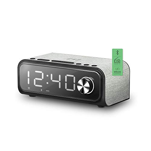 Energy Sistem Clock Speaker 4 Wireless Charge (Dual Alarm, 10 W, Carga inalámbrica, Radio FM, Bluetooth, USB/microSD MP3)