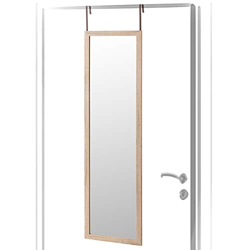 Espejo de Puerta de Madera MDF Beige nórdico para Dormitorio de 35 x 125 cm France - LOLAhome