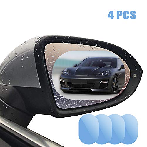 Espejo retrovisor para coche, película impermeable, 10,16 x 15,24 cm, HD, resistente al agua, anti niebla, espejo protector para vehículo universal SUV Tunck lateral ventana espejo, (Pack de 4)
