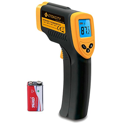 Etekcity 774 - Termómetro digital por infrarrojos (medidor de temperatura sin contacto, -50 hasta +380 °C, iluminación LCD, color amarillo/negro, no apto para personas) Etekcity 774 - Termómetro digital por infrarrojos (medidor de temperatura sin contacto, -50 hasta +380 °C, iluminación LCD, color amarillo/negro, no apto para personas)