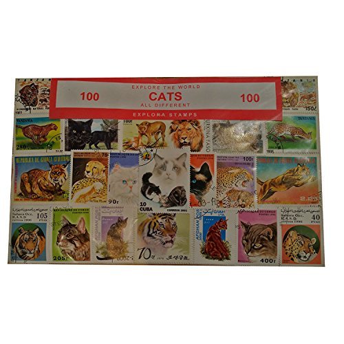 Explora Colección de 100 Sellos Felinos - Gatos / Gatos Salvajes / Tigres / Guepardos / Leopardos / Leones / Todos Diferentes / De Todo el Mundo