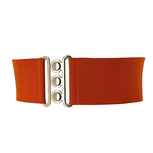 FASHIONGEN - Cinturón Ancha Elástico para mujer GLORIA - Naranja (Dorado), Medium / 38 a 41