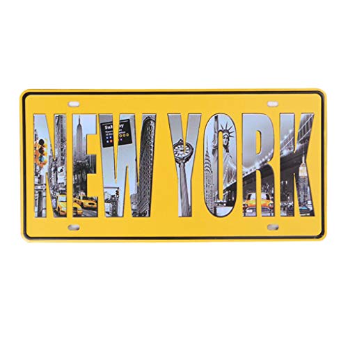 Fenteer Cartel De Chapa Estilo Retro, Placa Decorativa Con Nombre De Ciudad, Adornos De Pared De Dormitorio - Nueva York