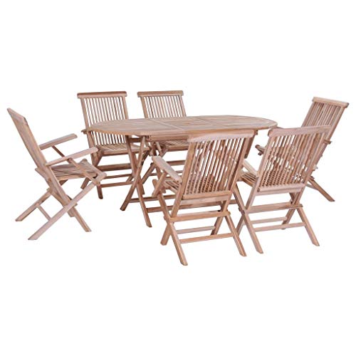 Festnight- Conjunto de Muebles de Comedor Mesa y Silla de Teca Maciza de Jardin Plegable 7 Piezas Festnight- Conjunto de Muebles de Comedor Mesa y Silla de Teca Maciza de Jardin Plegable 7 Piezas