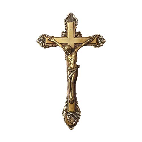 Figurilla Estatuas Adornos Crucifijo De Cruz De Pared De Bronce Inspirado En Resina Jesucristo Figura Religiosa De La Crucifixión De Cristo Decoración De La Santa Cruz Católica