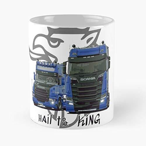 FitinC Scania Volvo Sweden Transport Vabis Truck DAF Swedish Trucks Best Mug Tiene 11oz de Mano Hechas de cerámica de mármol Blanco