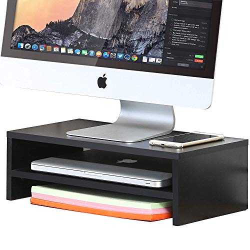 FITUEYES 2 Capas Elevador del Monitor de Madera Soporte para Monitor Color Negro DT204201WB FITUEYES 2 Capas Elevador del Monitor de Madera Soporte para Monitor Color Negro DT204201WB