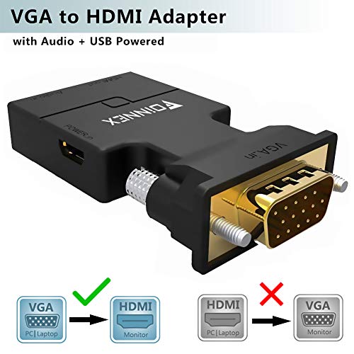 FOINNEX VGA a HDMI Adaptador/Convertidor con Audio (Conversor de PC Antigua a TV/Monitor con HDMI) Activo Hacer Macho VGA to HDMI Hembra Conector HD 1080P Video y Sonido para Computer,Laptop,Projector FOINNEX VGA a HDMI Adaptador/Convertidor con Audio (Conversor de PC Antigua a TV/Monitor con HDMI) Activo Hacer Macho VGA to HDMI Hembra Conector HD 1080P Video y Sonido para Computer,Laptop,Projector