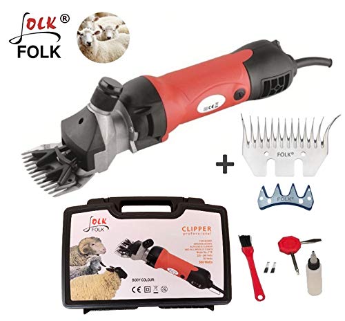 Folk Esquiladora eléctrica Profesional Modelo FL9 500W de Oveja -Trasquiladora para ovejas, Cabras, Llama, Perro lanudo, Alpaca (Mas 1 Kit de Cuchilla y Peine Extra)