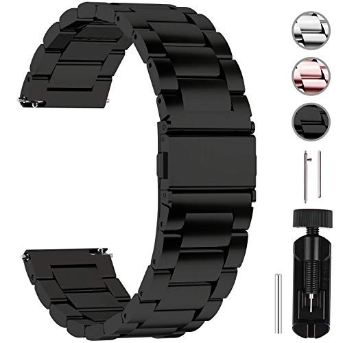 Fullmosa 3 Colores para Correa Metálica de Reloj de Liberación Rápida, Pulsera Reloj de Acero Inoxidable, Negro 22mm Fullmosa 3 Colores para Correa Metálica de Reloj de Liberación Rápida, Pulsera Reloj de Acero Inoxidable, Negro 22mm