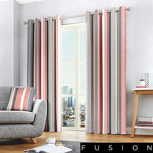Fusion Whitworth Stripe Dos Paneles de Cortina, Tela, Curtains: 66" Width x 90" Drop (168 x 229cm)