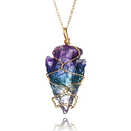 FyaWTM Collar Colgante Colorido Arco Iris Piedra Cristal Natural Collar de Roca joyería Popular Adornos de Moda Collares Pendientes
