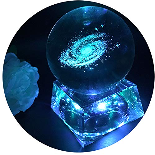 Galaxia Bola de cristal - Luces de noche para niños con base de lámpara LED, Claro 80mm Esfera de cristal Regalos para niños, Lámpara Galaxy lamparas infantiles Galaxia Bola de cristal - Luces de noche para niños con base de lámpara LED, Claro 80mm Esfera de cristal Regalos para niños, Lámpara Galaxy lamparas infantiles