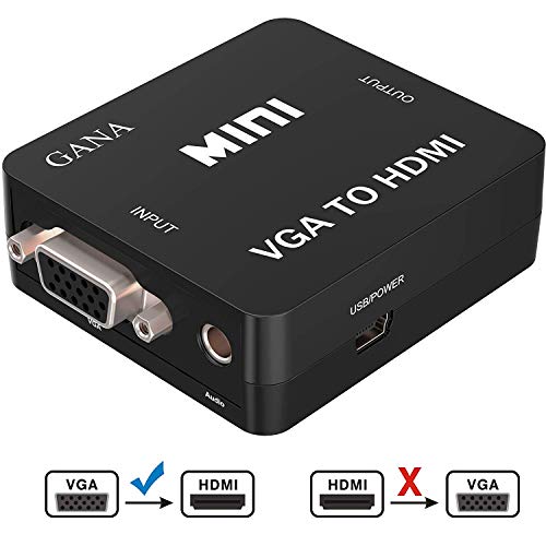 GANA VGA a HDMI Adaptador, VGA to HDMI Convertidor Transmisión de Audio 1080P HDTV y Cable USB para TV, Computadora, Proyector, Computadora Portátil, DVD, AV(negro)