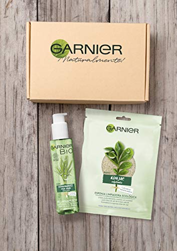 Garnier BIO - Kit Limpiador, incluye Gel Detox Lemongrass con Agua de Flor de Aciano Ecológica (150 ml) y Esponja Konjac Exfoliante