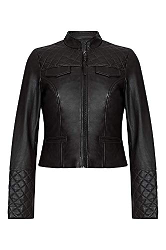 gatsbylady london Chaqueta Estilo Motera clásica de Cuero Genuino Artesanal de Feronia (UK14 EU42 US 10) gatsbylady london Chaqueta Estilo Motera clásica de Cuero Genuino Artesanal de Feronia (UK14 EU42 US 10)