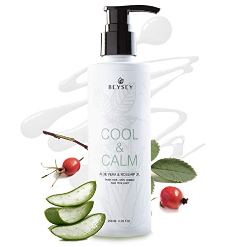 Gel de Aloe Vera Puro 100% ORGÁNICO con Aceite de Rosa de Mosqueta - Crema Corporal Hidratante/Aftersun/Post Depilación - Refrescante, Calmante, Antiinflamatoria - COOL&CALM de Beysey 200ml Gel de Aloe Vera Puro 100% ORGÁNICO con Aceite de Rosa de Mosqueta - Crema Corporal Hidratante/Aftersun/Post Depilación - Refrescante, Calmante, Antiinflamatoria - COOL&CALM de Beysey 200ml