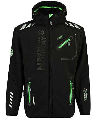 Geographical Norway - Chaqueta Rainman Turbo-Dry para hombre con tejido softshell y capucha Negro
 S