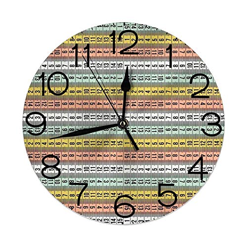 GoodLucke Reloj de Pared Decorativo, Pastel, Moda, Alta Costura, Cinta métrica Horizontal, patrón de Sastre, ilustración, con números, Multicolor