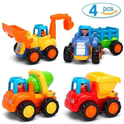 GoStock Vehículos de Construcción Coche de Juguete Coche de Friccion Camion de Juguete Coche de Juguete de Plástico Regalo de los Niños(Tractor, Niveladora, Camión del Mezclador, Camiones)