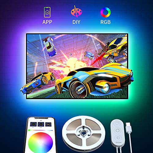 Govee Tira LED TV, 2M Tiras LED USB RGB con APP Multicolor 5050 SMD para 40-55in HDTV/PC Monitor, Retroiluminacion Luces LED de TV con 16 Millones Colores DIY y Modo Escenas 4pcs x50cm, 5V Govee Tira LED TV, 2M Tiras LED USB RGB con APP Multicolor 5050 SMD para 40-55in HDTV/PC Monitor, Retroiluminacion Luces LED de TV con 16 Millones Colores DIY y Modo Escenas 4pcs x50cm, 5V