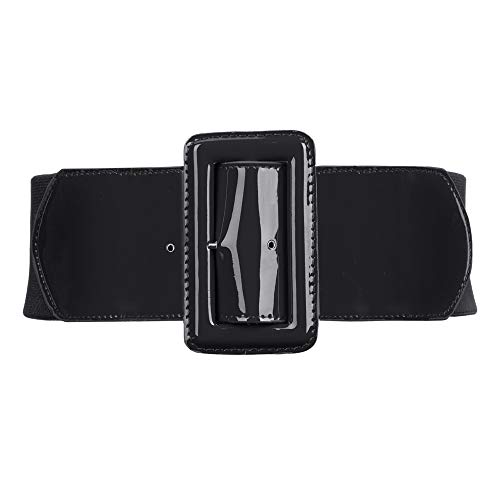 GRACE KARIN Cinturón de Hebilla de Mujer de Cuero de Charol Moda Fina Mujer Cinturón Negro 2XL
