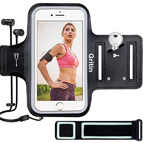 Gritin Brazalete Deportivo para Correr, Brazalete Móvil Deportivo Ajustable contra Sudor Correa de Extensión para iPhone 11 Pro/iPhone XS/X/iPhone 8/7/6/6s y Otros Teléfonos de Menos de 5.8" Gritin Brazalete Deportivo para Correr, Brazalete Móvil Deportivo Ajustable contra Sudor Correa de Extensión para iPhone 11 Pro/iPhone XS/X/iPhone 8/7/6/6s y Otros Teléfonos de Menos de 5.8"