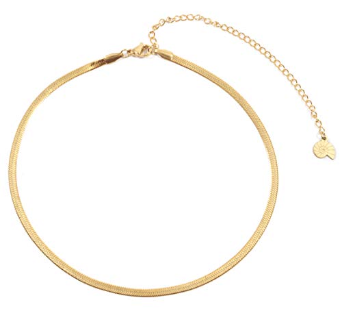 Happiness Boutique Damas Collar Choker de Espiga en Color Oro | Collar Delicado de Acero Inoxidable