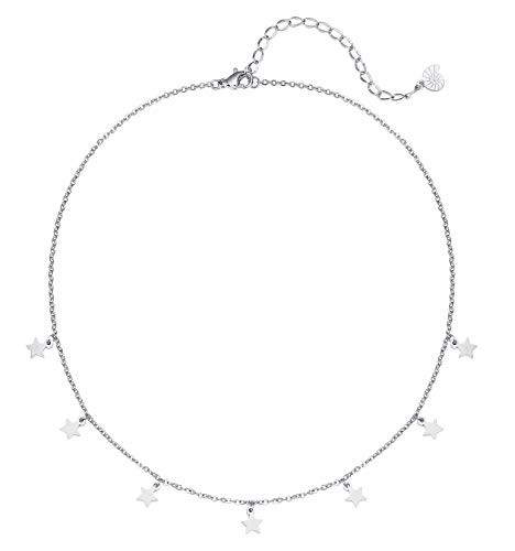 Happiness Boutique Damas Collar de Estrella en Color Plata | Collar Delicado con Colgantes Estrellas Pequeñas Joyería de Acero Inoxidable Happiness Boutique Damas Collar de Estrella en Color Plata | Collar Delicado con Colgantes Estrellas Pequeñas Joyería de Acero Inoxidable