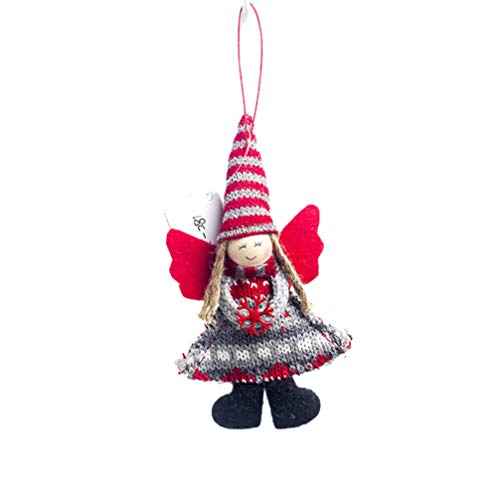 Happyyami ángel de navidad figurita en miniatura muñeca adorno colgante de navidad decoración del árbol de navidad embutidora