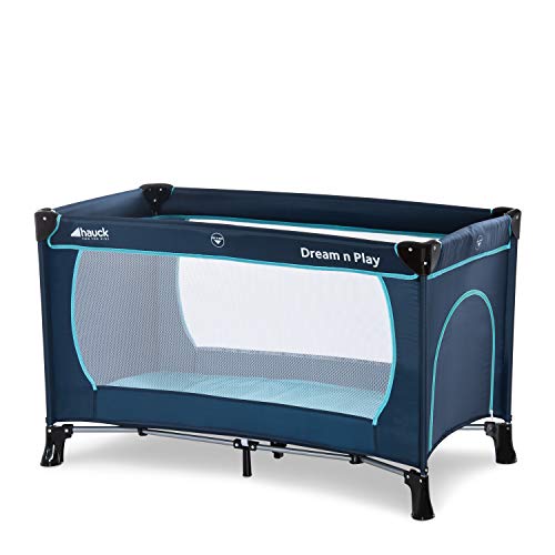 Hauck Dream'n Play Plus - Cuna de viaje 3 piezas, 120 x 60 cm, de 0 meses hasta 15 kg, con colchon, bolsa de transporte, apertura lateral, plegable, ligera y estable, azul Hauck Dream'n Play Plus - Cuna de viaje 3 piezas, 120 x 60 cm, de 0 meses hasta 15 kg, con colchon, bolsa de transporte, apertura lateral, plegable, ligera y estable, azul