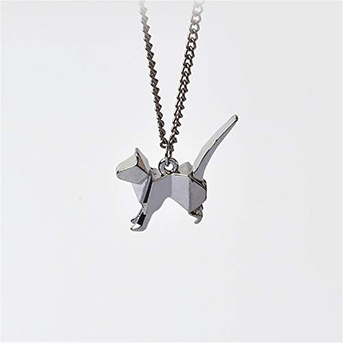 HCNJDJBVJ necklace Origami Cat Kitty Dog silueta colgante collar para mujeres hombres oro rosa plata negro minimalista creativo Animal joyería regalo plata HCNJDJBVJ necklace Origami Cat Kitty Dog silueta colgante collar para mujeres hombres oro rosa plata negro minimalista creativo Animal joyería regalo plata