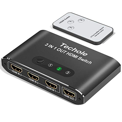 HDMI Switch 4K 60Hz, Techole Conmutador HDMI Switcher 3 Puertos con Control Remoto, Automático Switch 3 Entradas a 1 Salida, Soporta 4K, 3D, 1080P para PS4, PS3, Xbox, BLU-Ray, DVD, HDTV, Chromecast HDMI Switch 4K 60Hz, Techole Conmutador HDMI Switcher 3 Puertos con Control Remoto, Automático Switch 3 Entradas a 1 Salida, Soporta 4K, 3D, 1080P para PS4, PS3, Xbox, BLU-Ray, DVD, HDTV, Chromecast