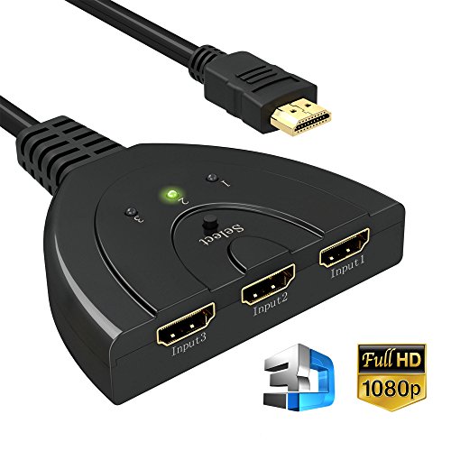 HDMI Switch, GANA 3 Puertos HDMI Switcher | HDMI Splitter Soportes Full HD 1080p 3D HDMI Conmutador Adaptador para HDTV/Xbox/PS3/PS4/Apple TV/Fire Stick/BLU-Ray DVD-Player(3 IN 1 out) HDMI Switch, GANA 3 Puertos HDMI Switcher | HDMI Splitter Soportes Full HD 1080p 3D HDMI Conmutador Adaptador para HDTV/Xbox/PS3/PS4/Apple TV/Fire Stick/BLU-Ray DVD-Player(3 IN 1 out)